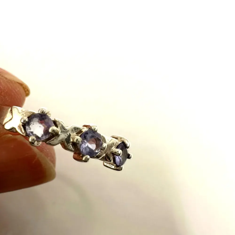 Clyde Duneier CID Silver ring purple Ring Vintage VTG Retro Size 9